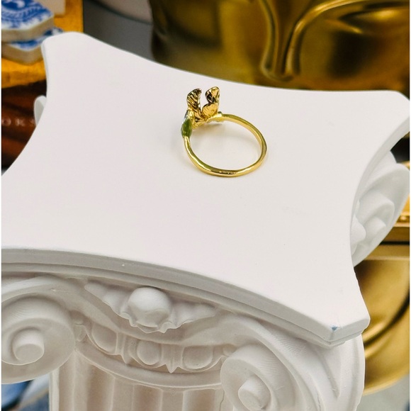 🆕 LES NEREIDES 🧿 NIB Siberian Iris and Faceted Glass Adjustable Ring - Picture 15 of 16